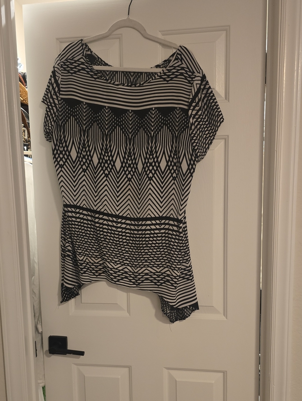 Cato Black & White Geometric Short Sleeve Tunic